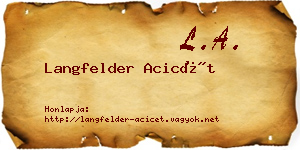 Langfelder Acicét névjegykártya